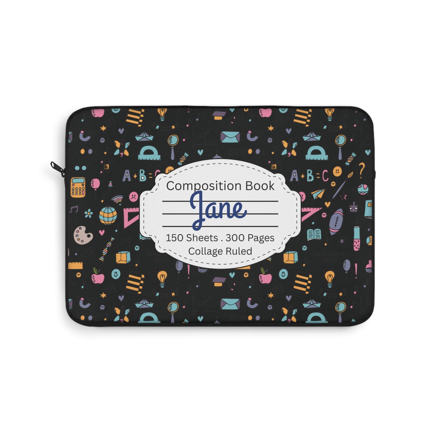 Personalized Chalkboard Chic Laptop Sleeve with Composition Book Inspired Design, Educational Gift for Teachers, Classroom Organization, Back to School, Unique Teacher Accessory