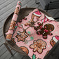 Wrapping Papers - Pink Ginger Bread Holiday Collection - Matte or Glossy Finish - 90gsm Paper