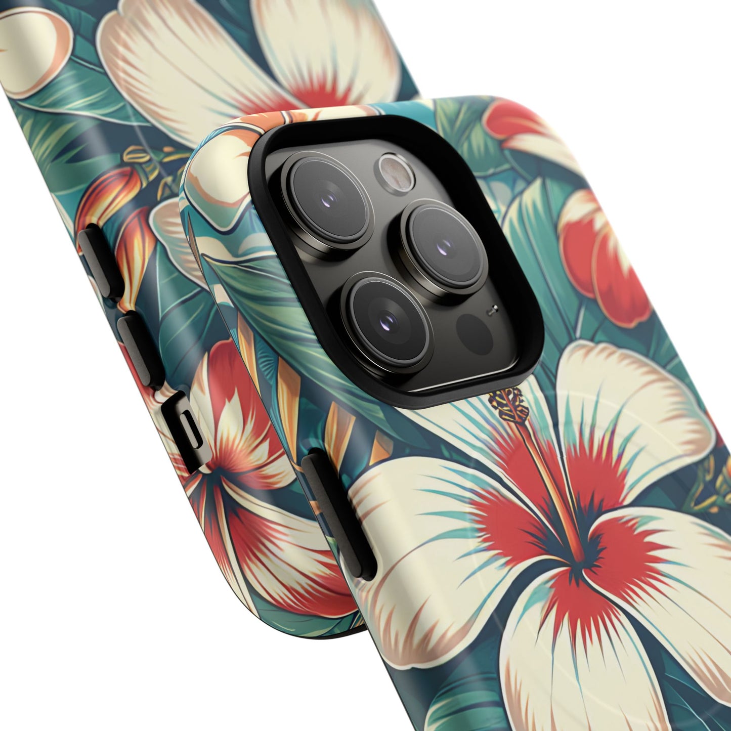 Tough Floral Phone Case, Tropical Hibiscus Design, Gift for Her, Summer Accessory, Customizable Phone Cover