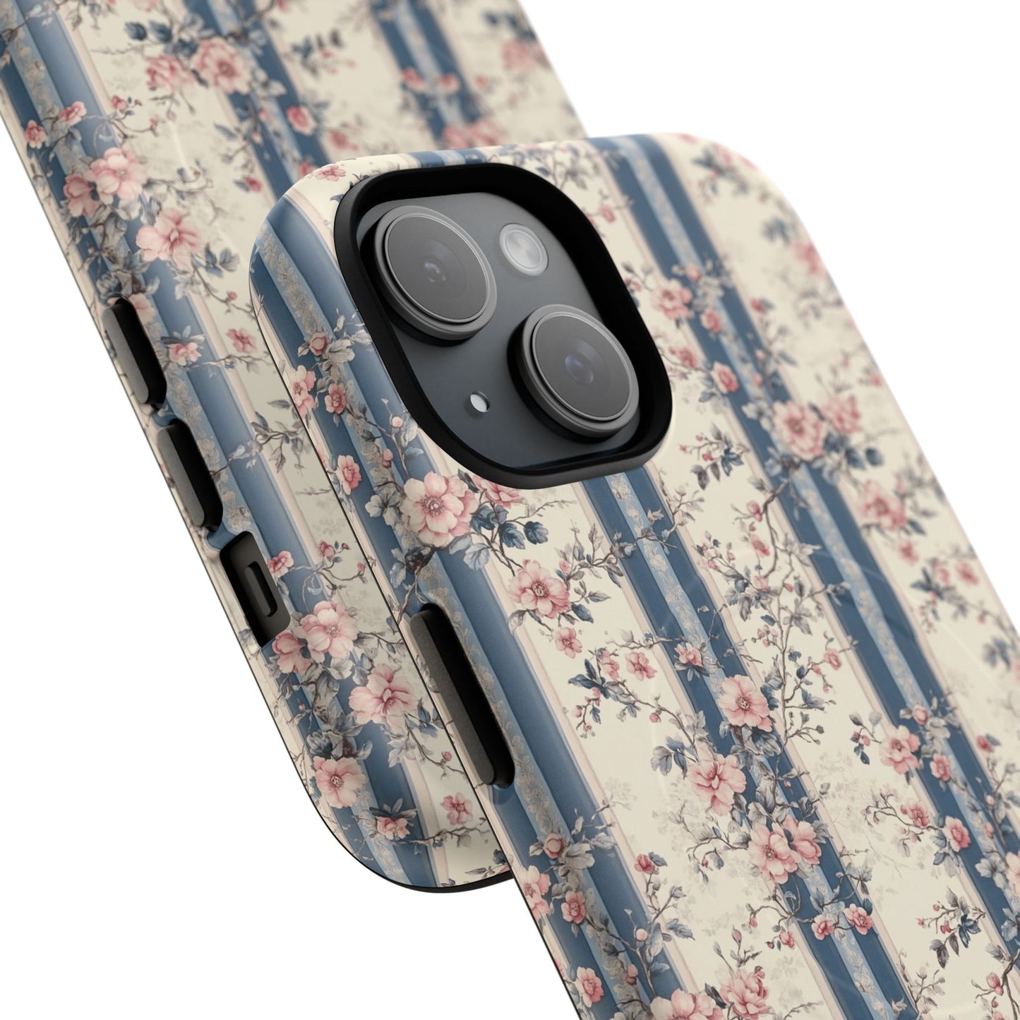 Victorian Rose Stripe iPhone Case, Tough Magnetic Cases for Stylish Protection, Flower Pattern iPhone Cover, Trendy Gift Idea for Her
