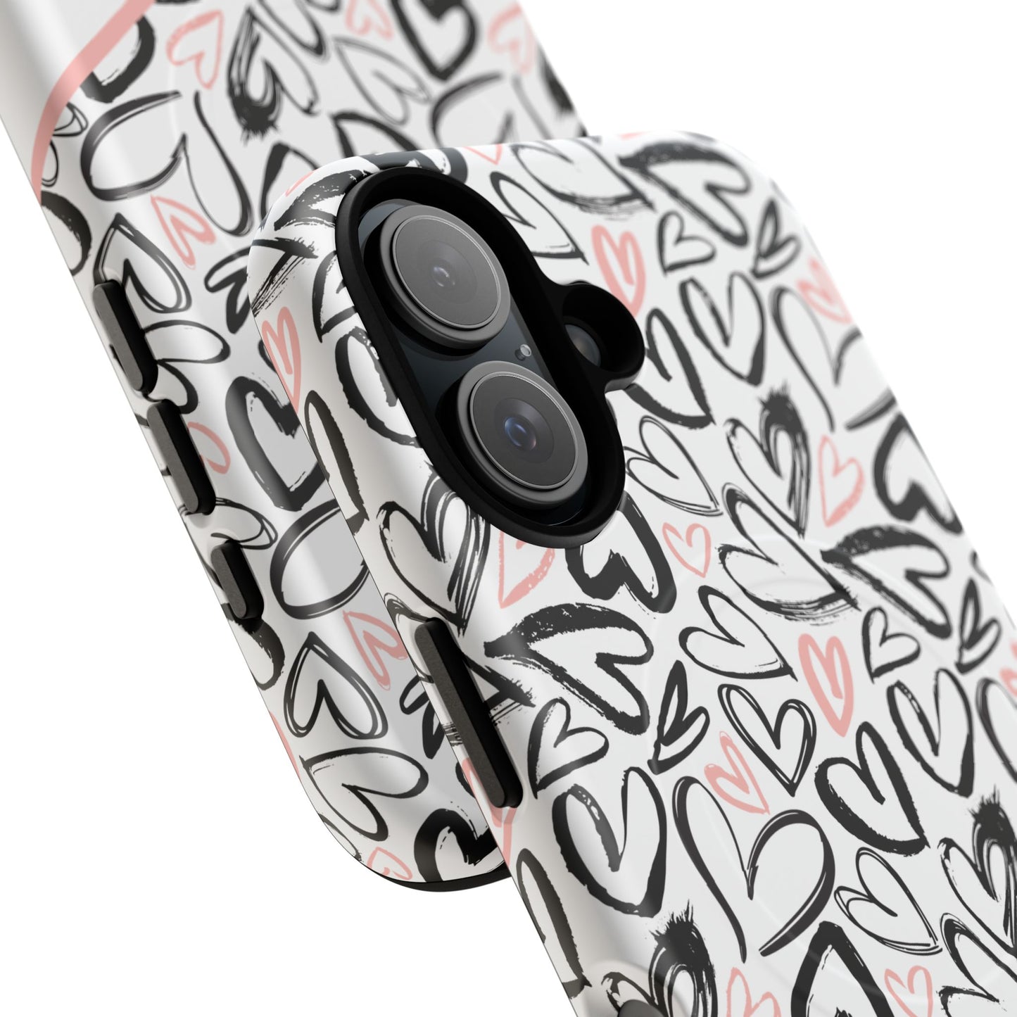 Heart Scribbles Tough Magnetic MagSafe®Case - Cute, Stylish, Gifts for Her, Love, Valentine's Day,  iPhone® 13, 14, 15, 16, 17, Pro, Pro Max, Plus Cases.