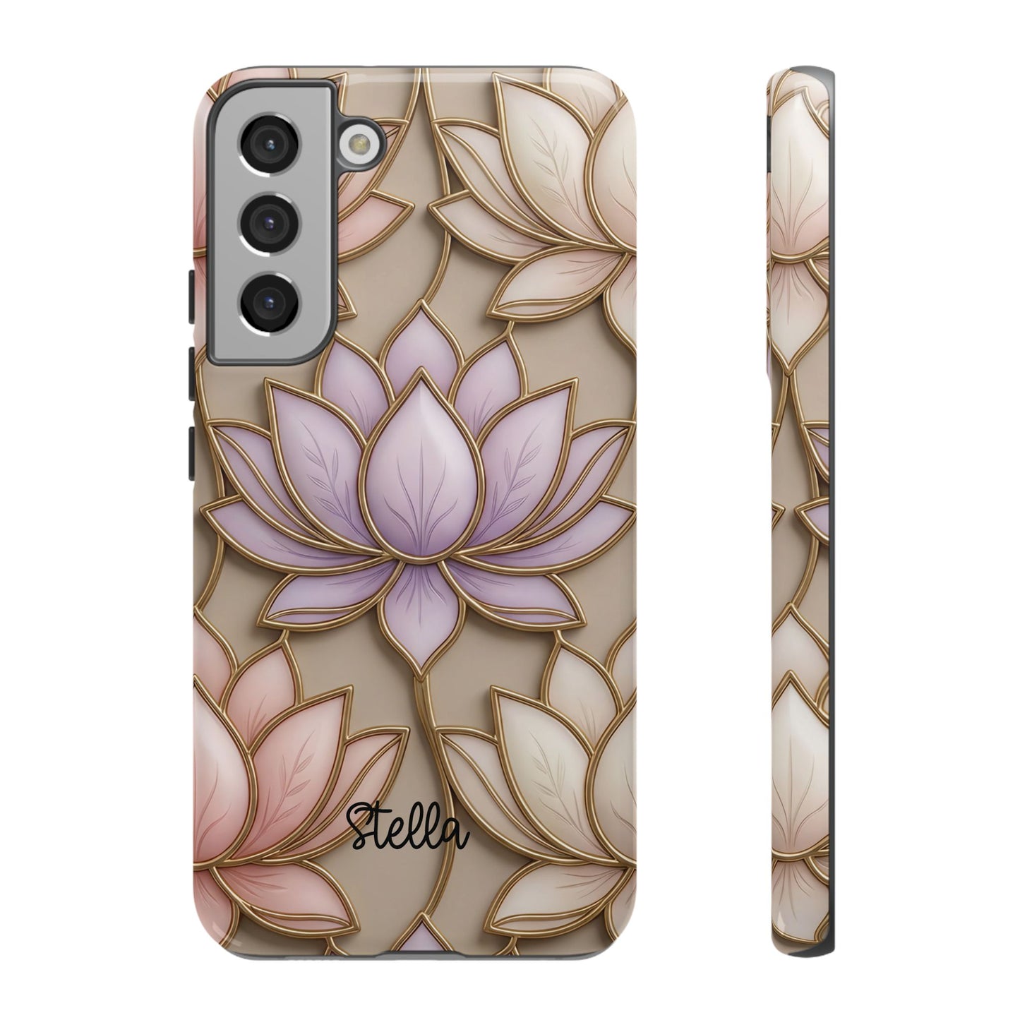 Personalized Lotus Floral Stained Glass Effect Tough Phone Case