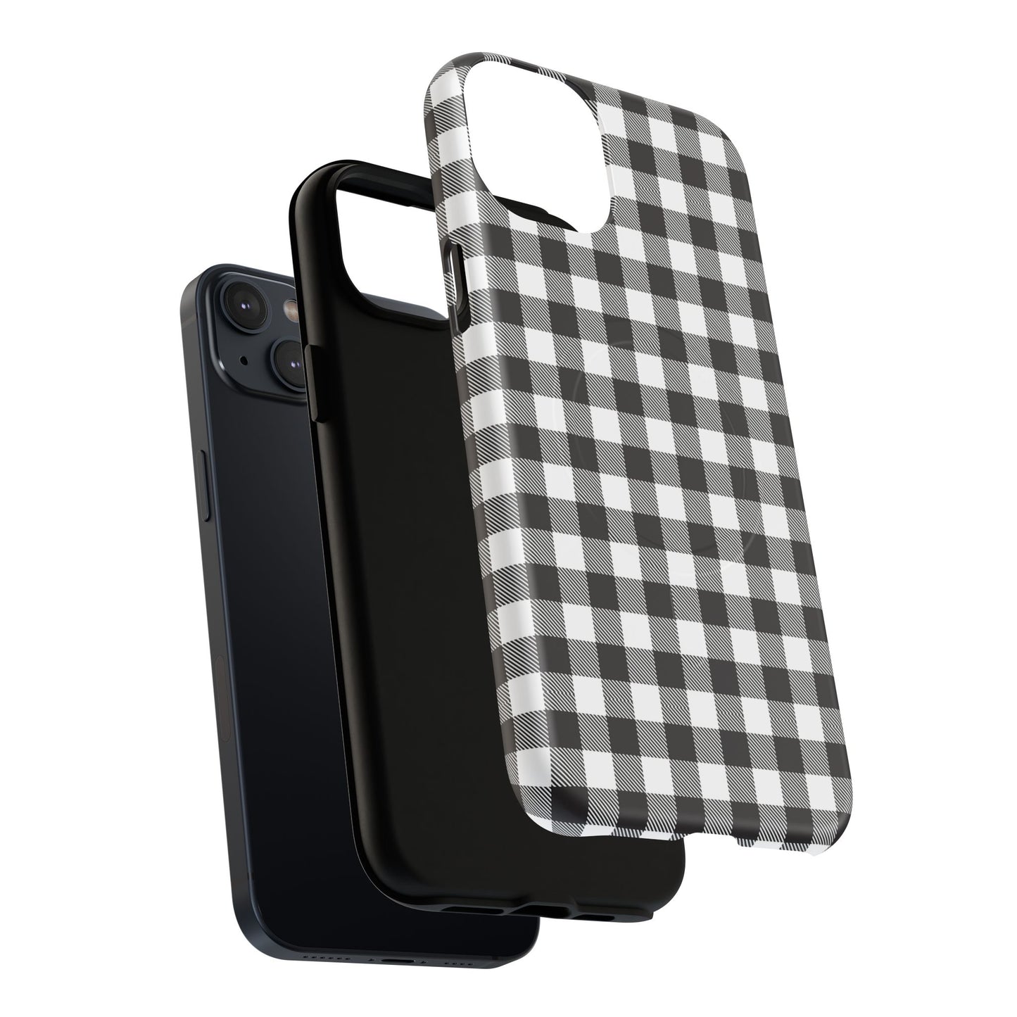 Black and White Gingham Phone Case, Tough Magnetic Cases, Stylish Phone Cover, Gift for Her, Trendy Phone Accessory, Checkered Print