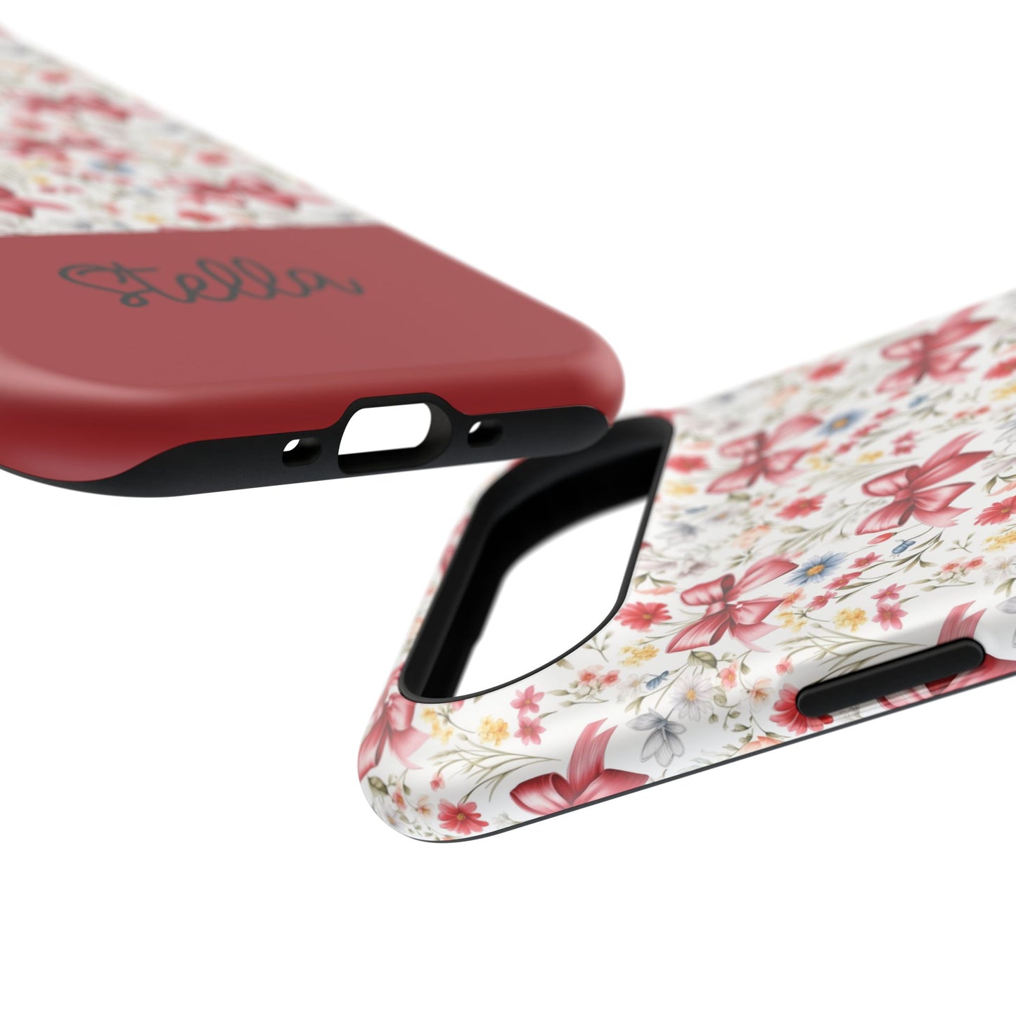 Personalized Rosette Coquette Floral Bow iPhone and Samsung Impact-Resistant Case — Custom Name Case