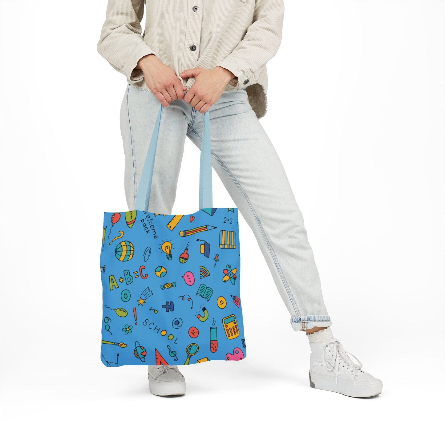 Personalized Classroom Couture Composition Book Inspired Canvas Tote Bag with Colorful Straps, Cute School Bag, Eco-Friendly Tote, Back to School Shopping Bag, Teacher Gift Idea