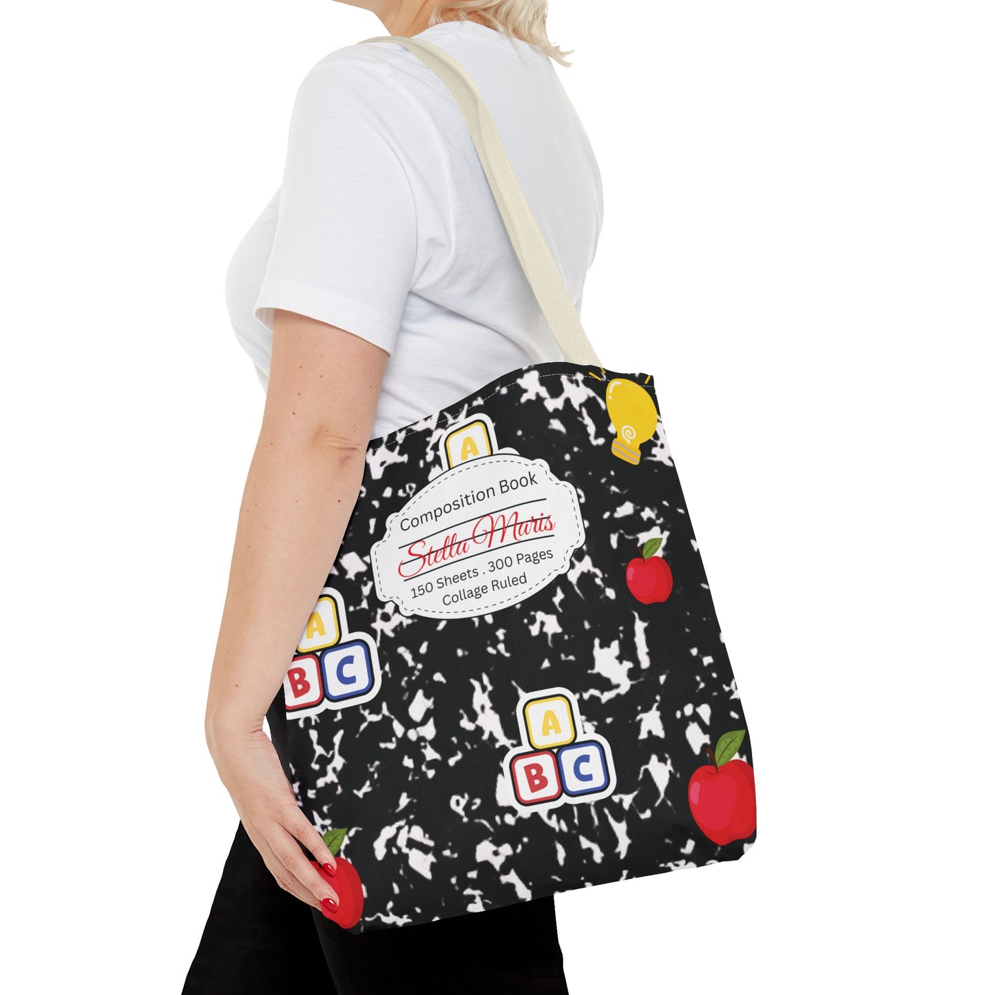 Personalized Composition Book InspiredTote Bag, Back to School Tote, Teacher Gift, Kids Bag, Custom Name Bag, Educational Accessories, Back to School Tote Bag.