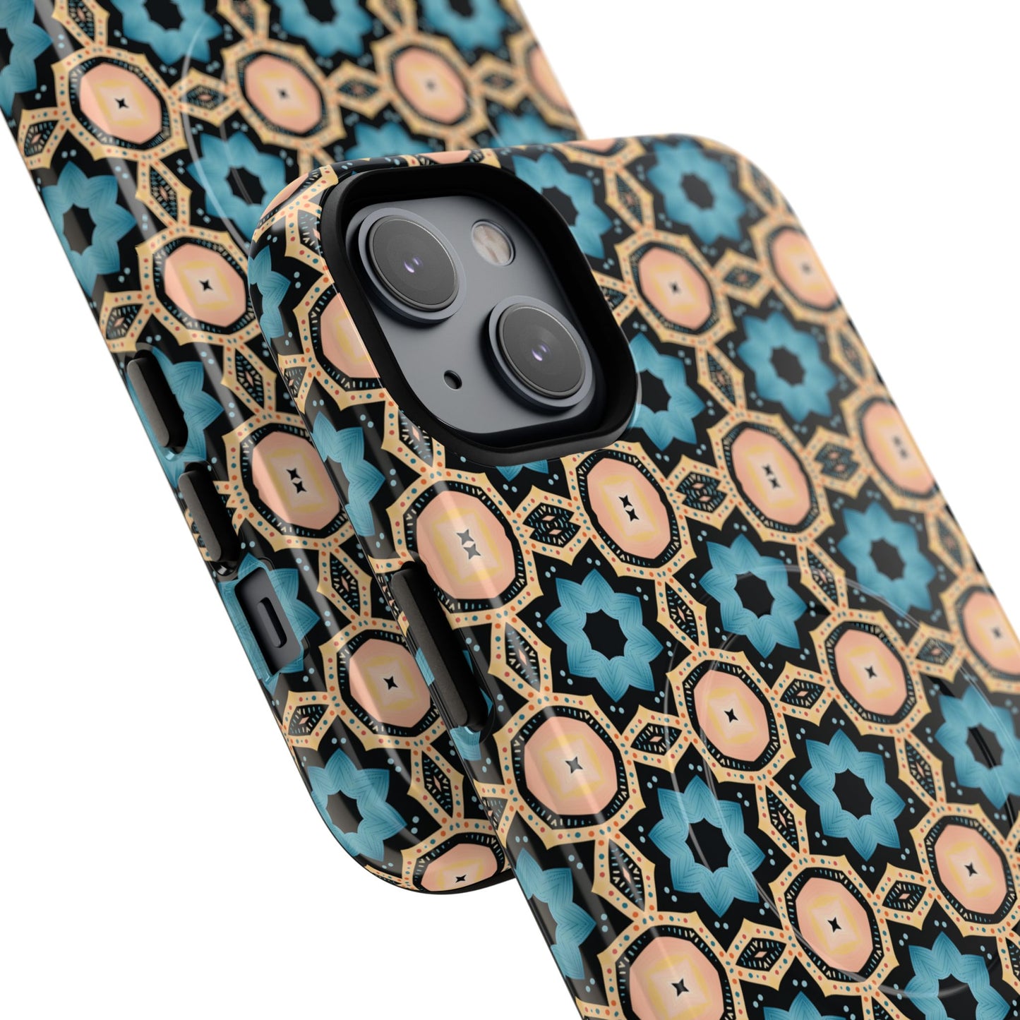 Sahara Star Mosaic Colorful Geometric iPhone Cases, Tough Magnetic iPhone Cases, Vibrant Design iPhone Cover, Durable iPhone Protection, Stylish Tech Accessories.