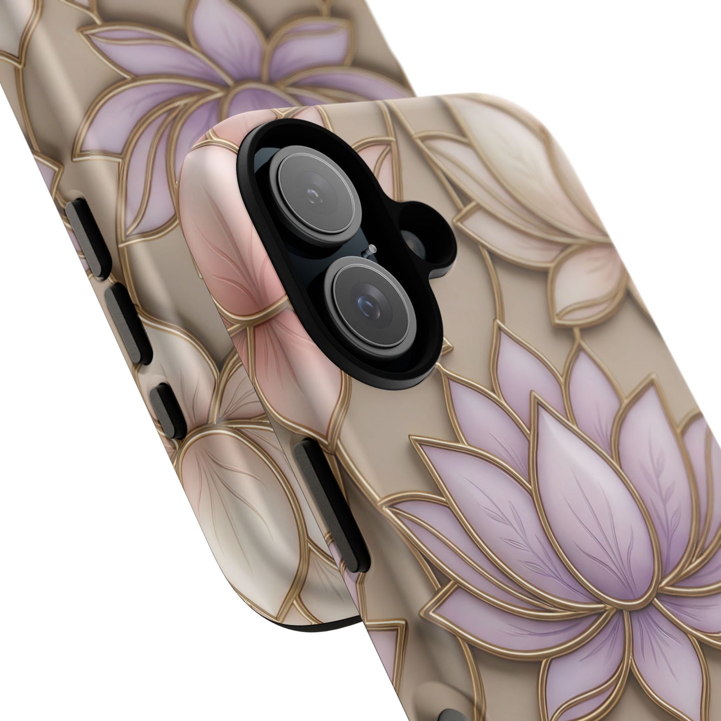 Personalized Lotus Floral Stained Glass Effect Tough Phone Case