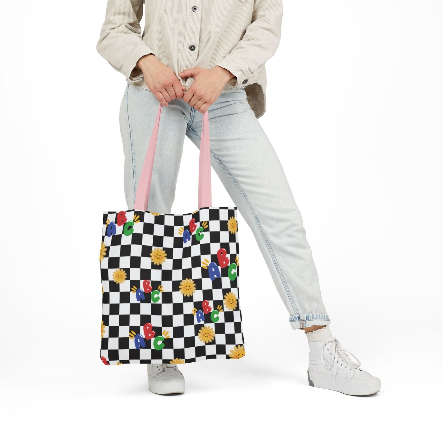 Personalized Schoolyard Chic Composition Book Inspired Canvas Tote Bag with Colorful Straps, Cute School Bag, Eco-Friendly Tote, Back to School Shopping Bag, Teacher Gift Idea