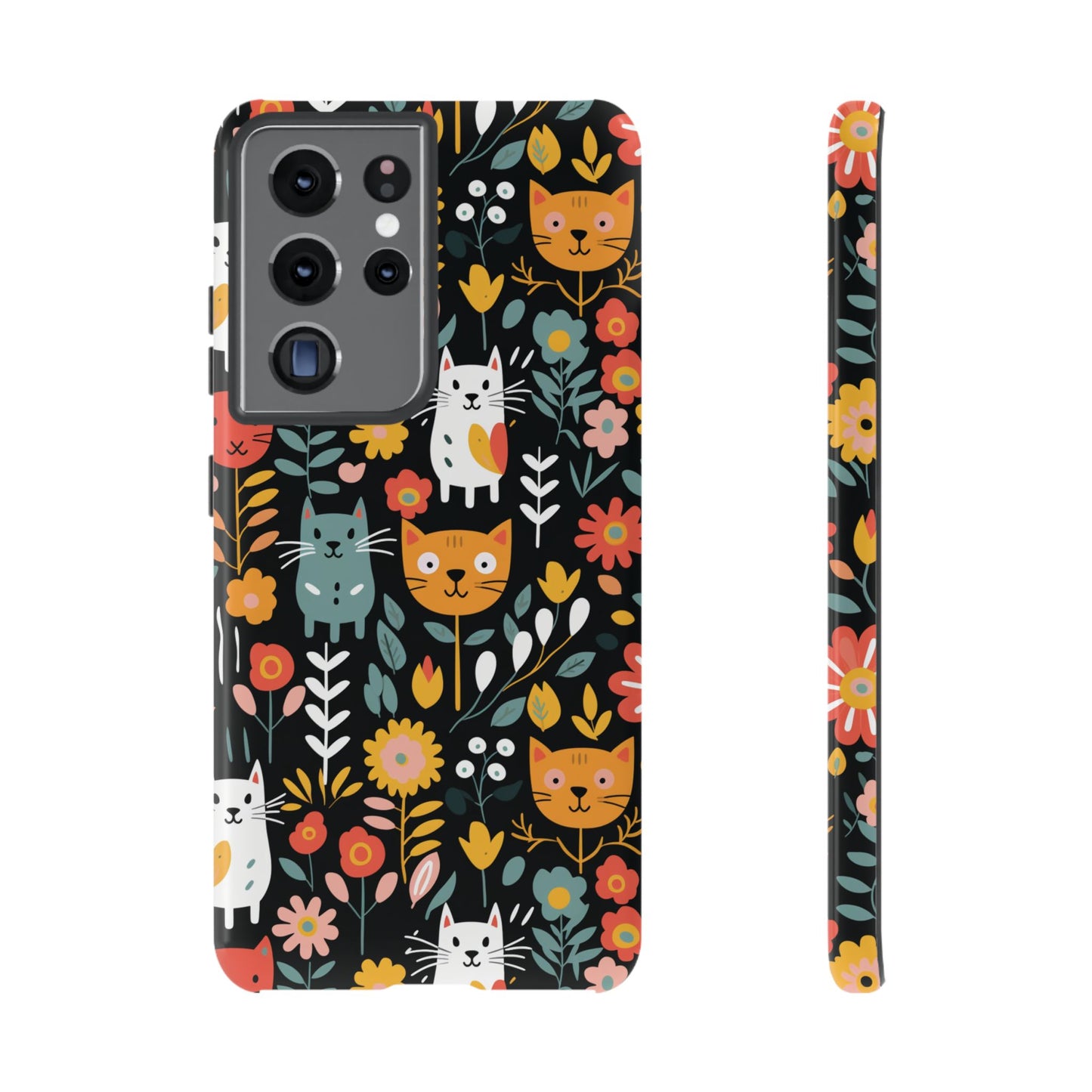 Whimsical Feline Garden iPhone, Samsung or Google Pixel Tough Cases