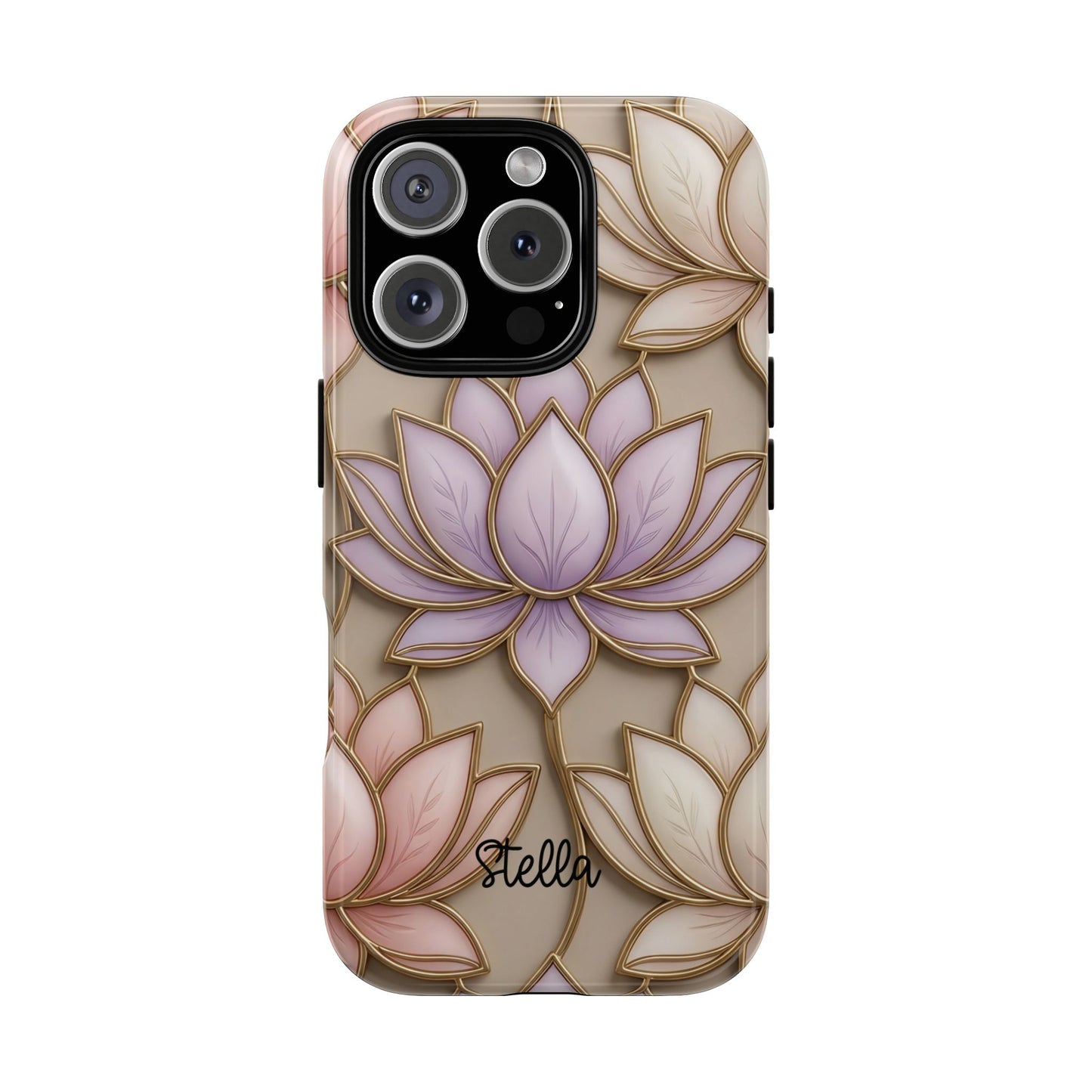 Personalized Lotus Floral Stained Glass Effect Tough Phone Case