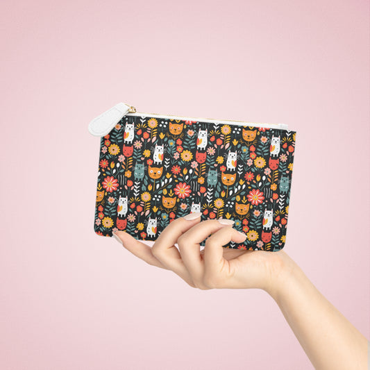Whimsical Feline Garden Colorful Cat-Themed Mini Clutch Bag – Perfect for Animal Lovers