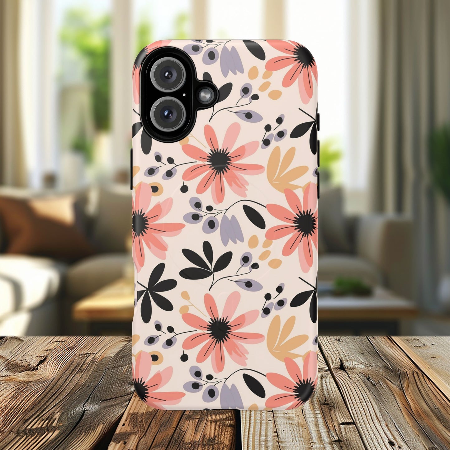 Stylish Soft Petal Noir iPhone Case, Floral iPhone Accessory for Her, Tough iPhone Magnetic Cases, Trendy iPhone Cover, Gift for Friends, Summer Vibes