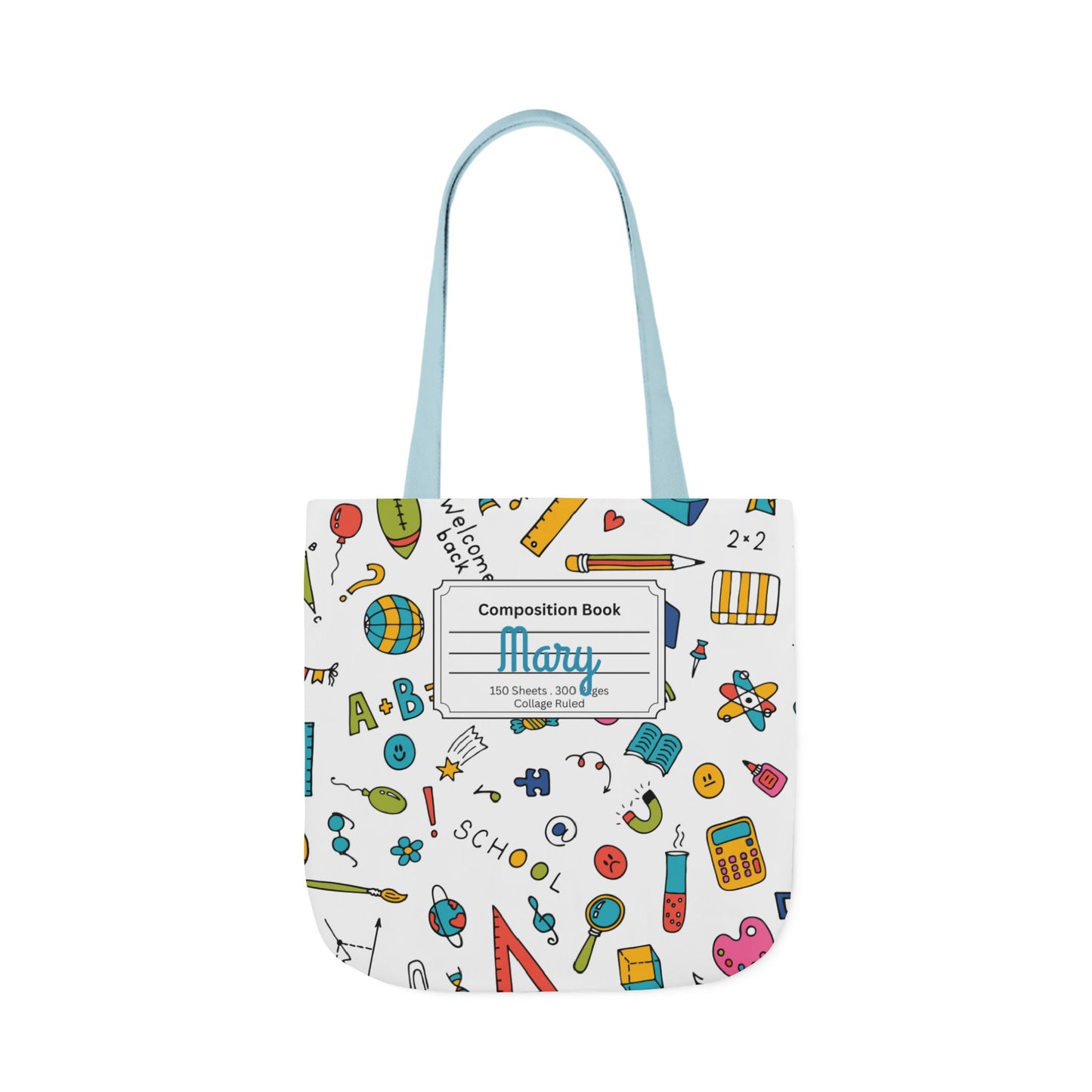 Personalized Classroom Couture Composition Book Inspired Canvas Tote Bag with Colorful Straps, Cute School Bag, Eco-Friendly Tote, Back to School Shopping Bag, Teacher Gift Idea