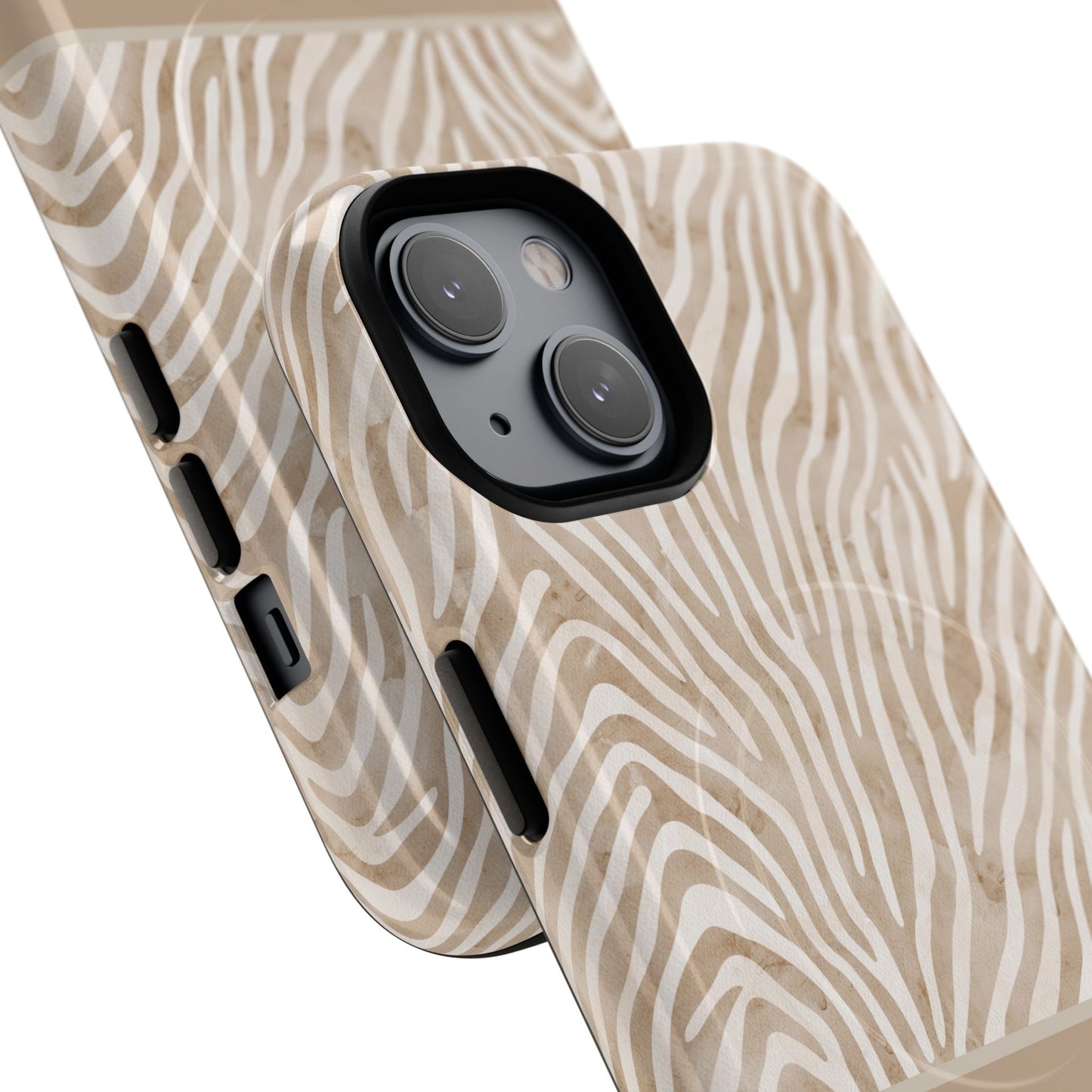 Personalized Zebra Animal Print Cover, Tough Magnetic MagSafe® iPhone® 13, 14, 15, 16, 17, Pro, Pro Max, Plus Cases (Custom Name).