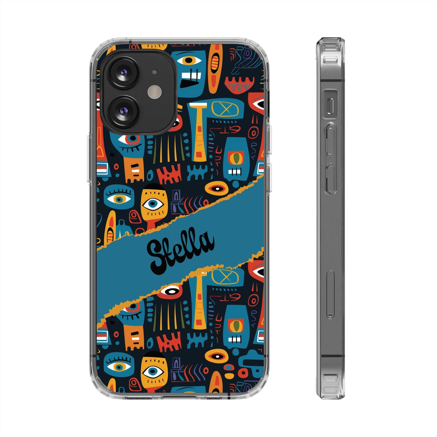Phone Case — Colorful Abstract Faces Clear Impact-Resistant Case