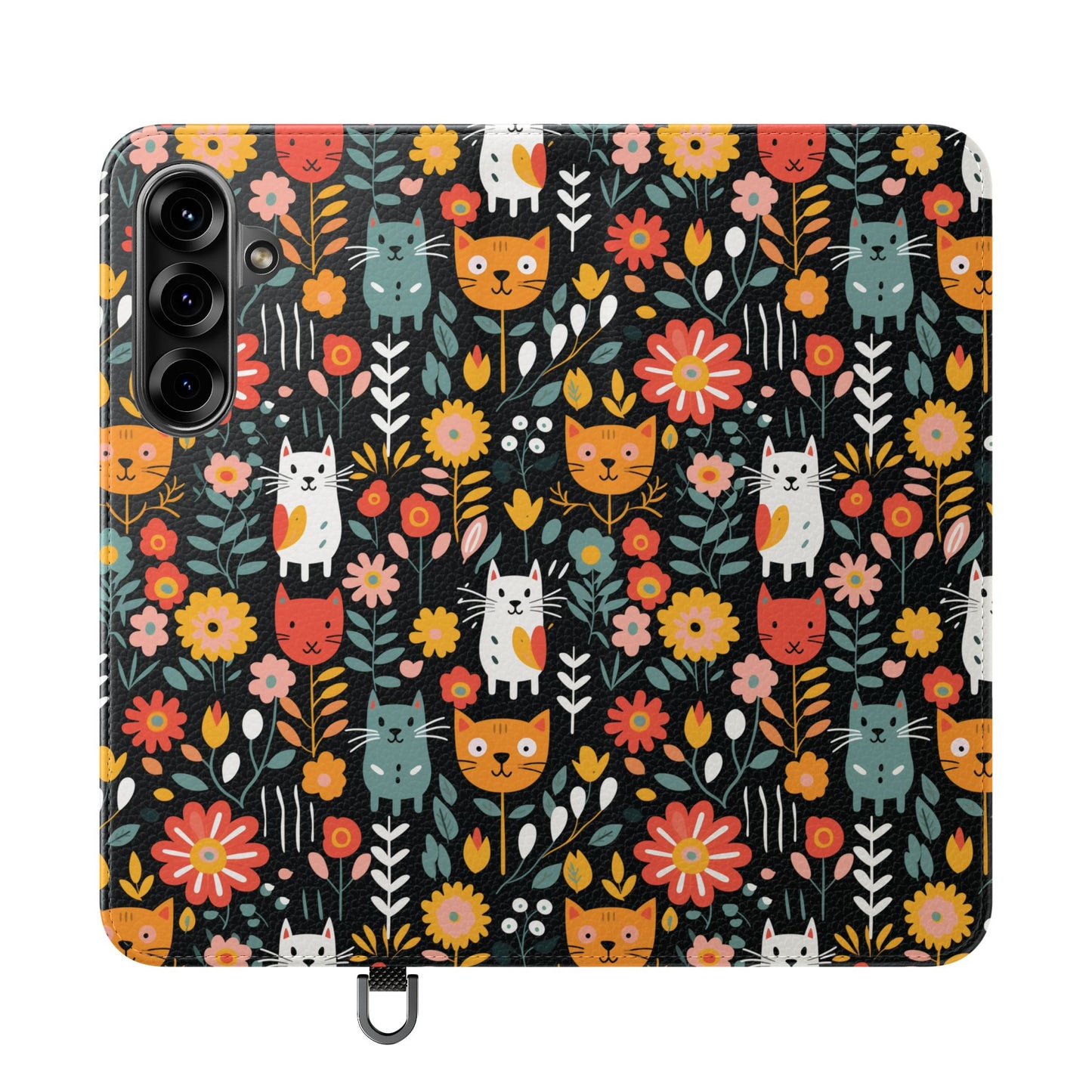 Whimsical Feline Garden iPhone and Samsung Flip Cases