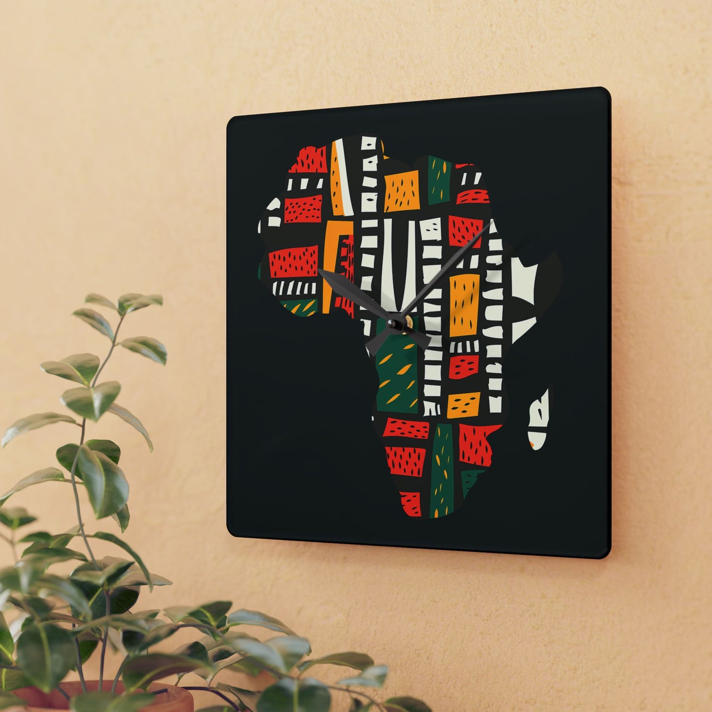 Colorful African Map Wall Clock – Modern Home Decor