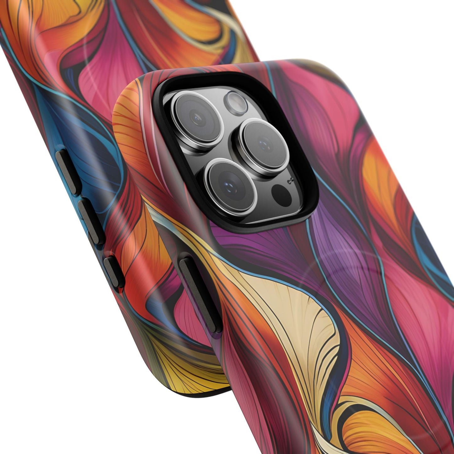 Vibrant Leaf Wave Tough Magnetic Phone Case, Vibrant Smartphone Cover, Unique Protective Case for Gifts, Phone Accessories, Trendy Design