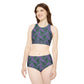 Purple Tropical Bliss Sporty Bikini Set/Beachwear (AOP)