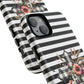 Grace in Bloom Tough Magnetic iPhone Case with Floral Cross Design, Boho iPhone Cover, Striped iPhone Case, Unique Religious Gift, Trendy Cell iPhone Accessory.