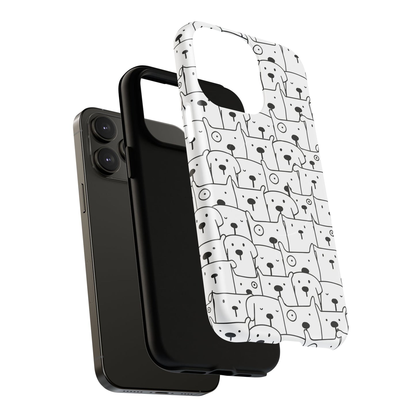 Cute Woof Line-Up iPhone Case, Tough Magnetic Case for Pet Lovers, Stylish Phone Accessory, Gift for Dog Owners, Protective Pet Case
