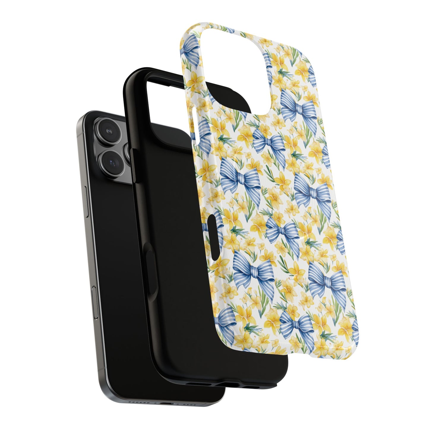 Sunshine Blue Coquette Bows Tough iPhone Magnetic Case for iPhones, Cute iPhone Cover, Spring Gift, Durable Case, Custom iPhone Protection