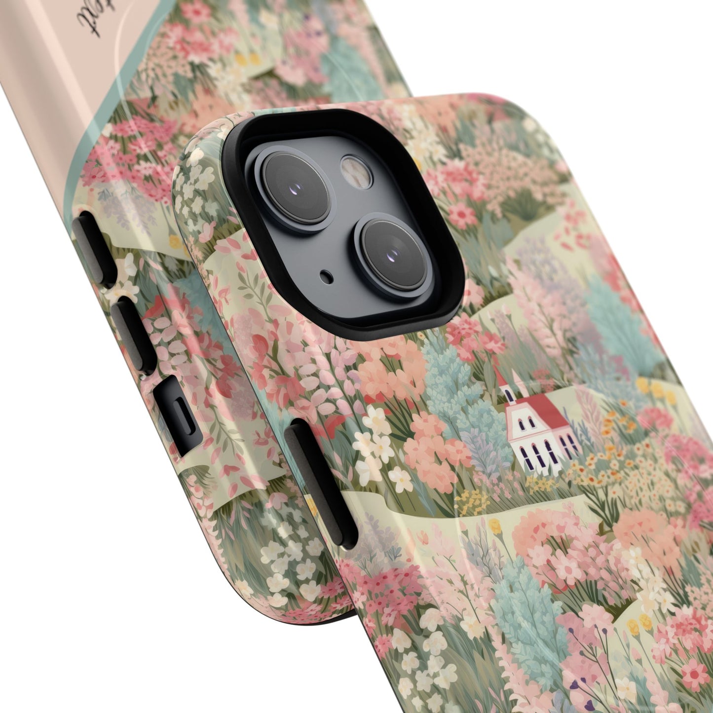 Blush Bloom Village Tough Magnetic MagSafe®Case, Durable Protection, Unique Gift for Nature Lovers,  iPhone® 13, 14, 15, 16, 17, Pro, Pro Max, Plus Cases.