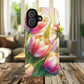 Tulip Glow Tough iPhone Magnetic Case, Floral Design, Spring Gift, Durable Protection, Smartphone Accessories, MagSafe Accessories, Stained Glass Tulip Gift