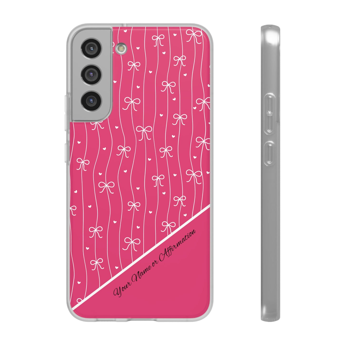 Personalized Pink Bow Coquette Slim Flexi iPhone and Samsung Cases — Custom Name or Affirmation