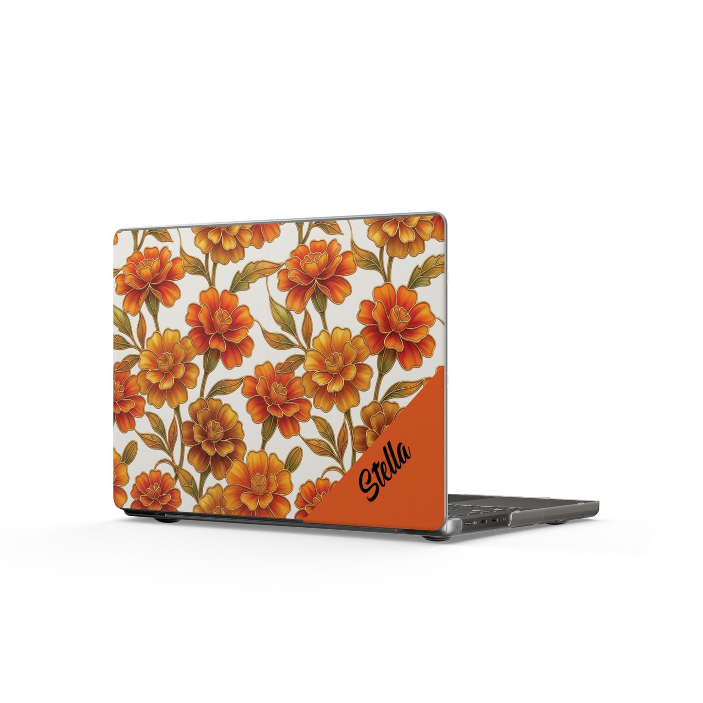 Stained Glass effect Marigold Flower Matte MacBook Case | Personalized Corner Name