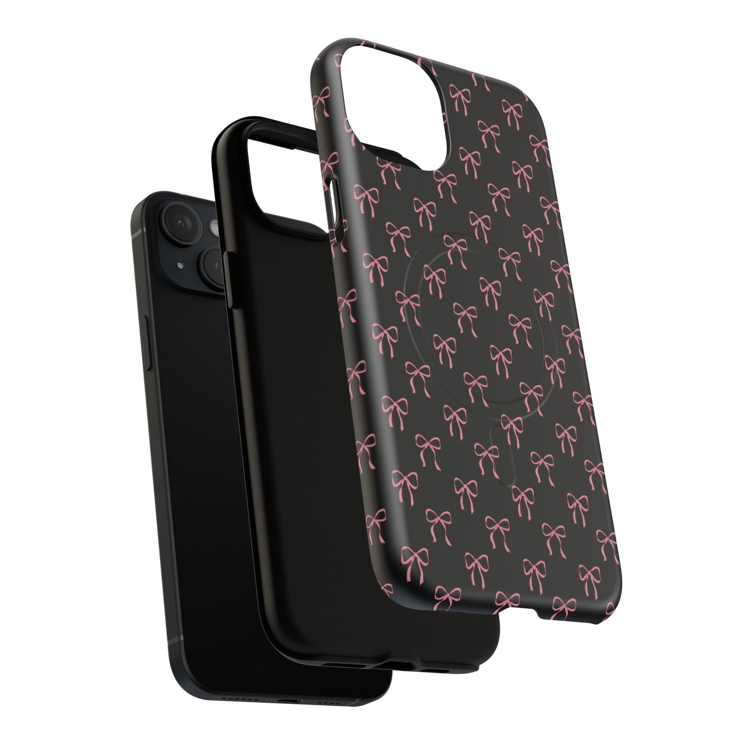 Coquette Chic Bow-Patterned Tough Magnetic iPhone Case, Stylish Gift for Her, Protective iPhone Cover, Trendy Accessory, iPhone Birthday Gift, Fashionable Tech