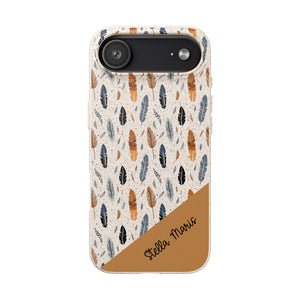 Personalized Whispering Feathers Samsung and iPhone Biodegradable Case, Custom Name Case.