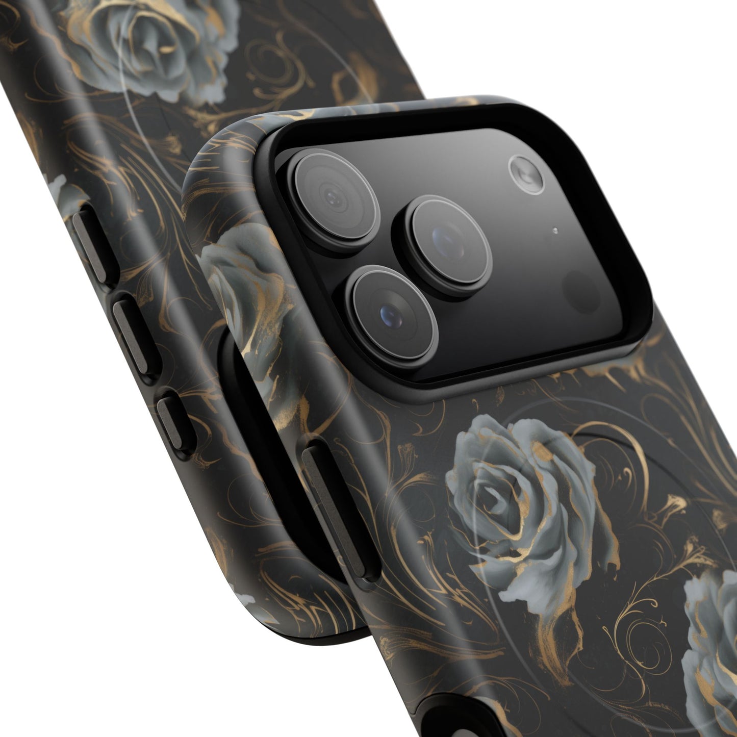 Midnight Bloom Tough iPhone Magnetic Cases,  iPhone 14, iPhone 15, iPhone 16, Pro, Pro Max, Plus MagSafe Case, Protective Tech Accessories, Gift for Her, Floral Design