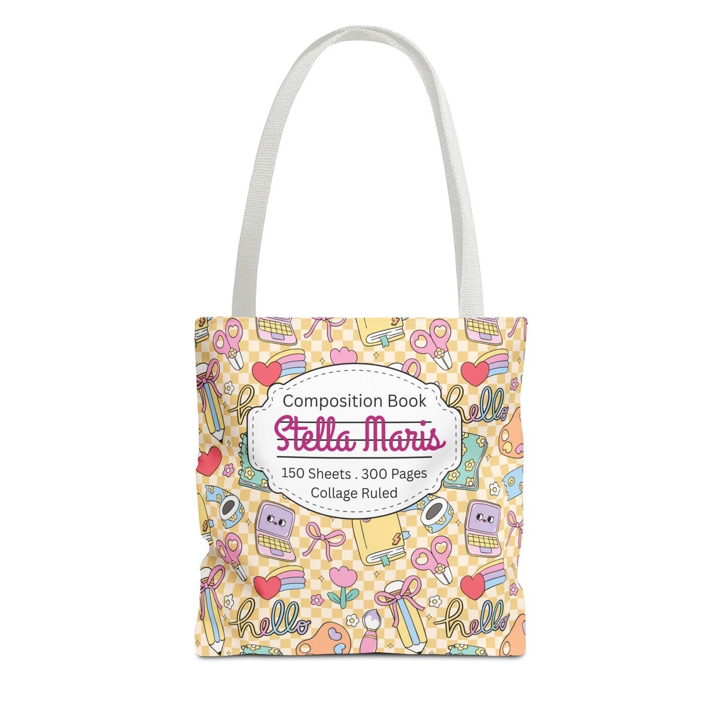 Personalized Doodle Daydream Composition Book Inspired Tote Bag, Back to School Tote, Teacher Gift, Kids Bag, Custom Name Bag, Educational Accessories, Back to School Tote Bag.