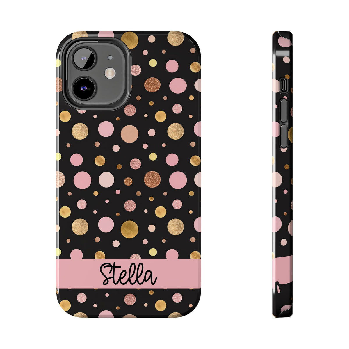 Personalized Gold & Pink Confetti Tough Phone Case — Glitter Dot Protective Phone Cover