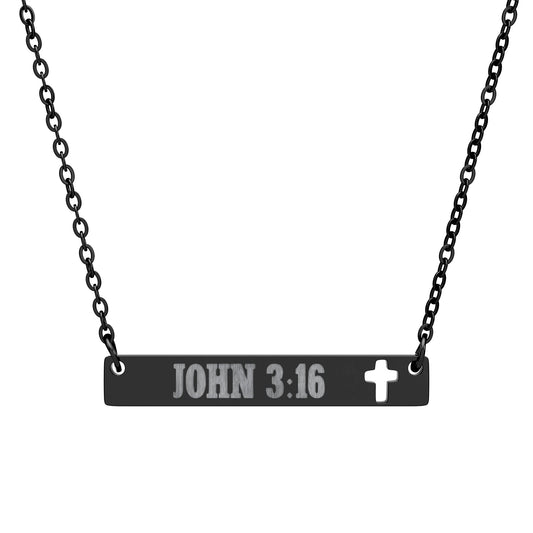 Personalized Custom Text Cutout Cross Bar Necklace — Engraved Christian Pendant