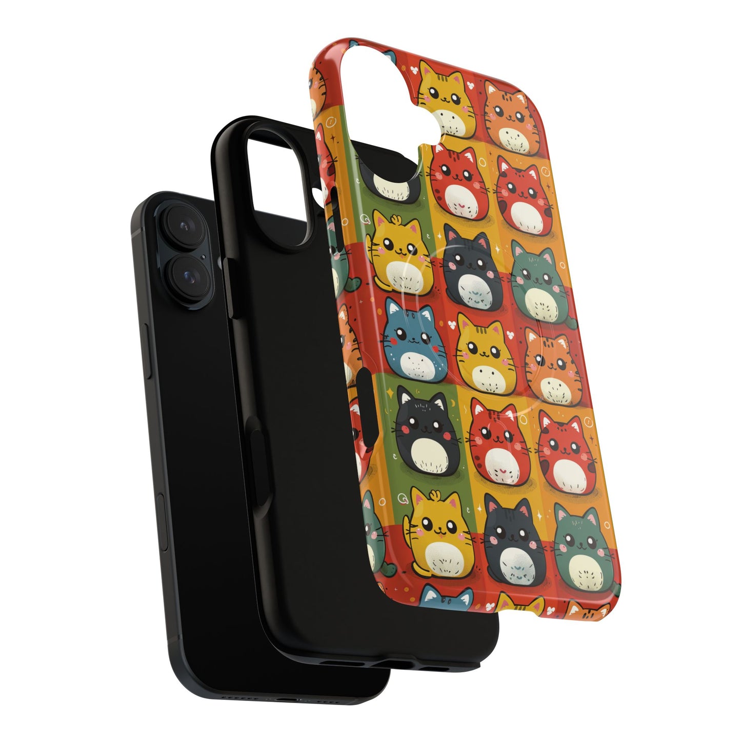 Cute Kawaii Cat iPhone Case, Tough Magnetic iPhone Case, Animal Lover Gift, Kawaii iPhone Cover, Fun Cat Design