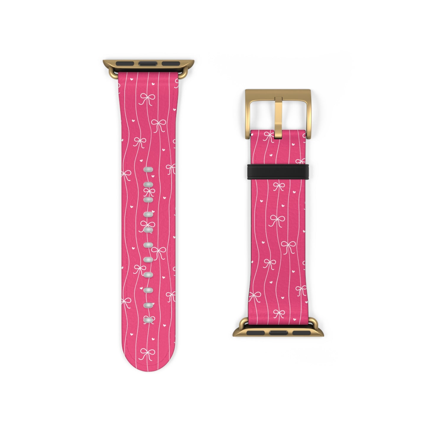 Pink Bow Coquette Watch Band ONLY — Cute Ribbon-Stripes Apple Watch Strap