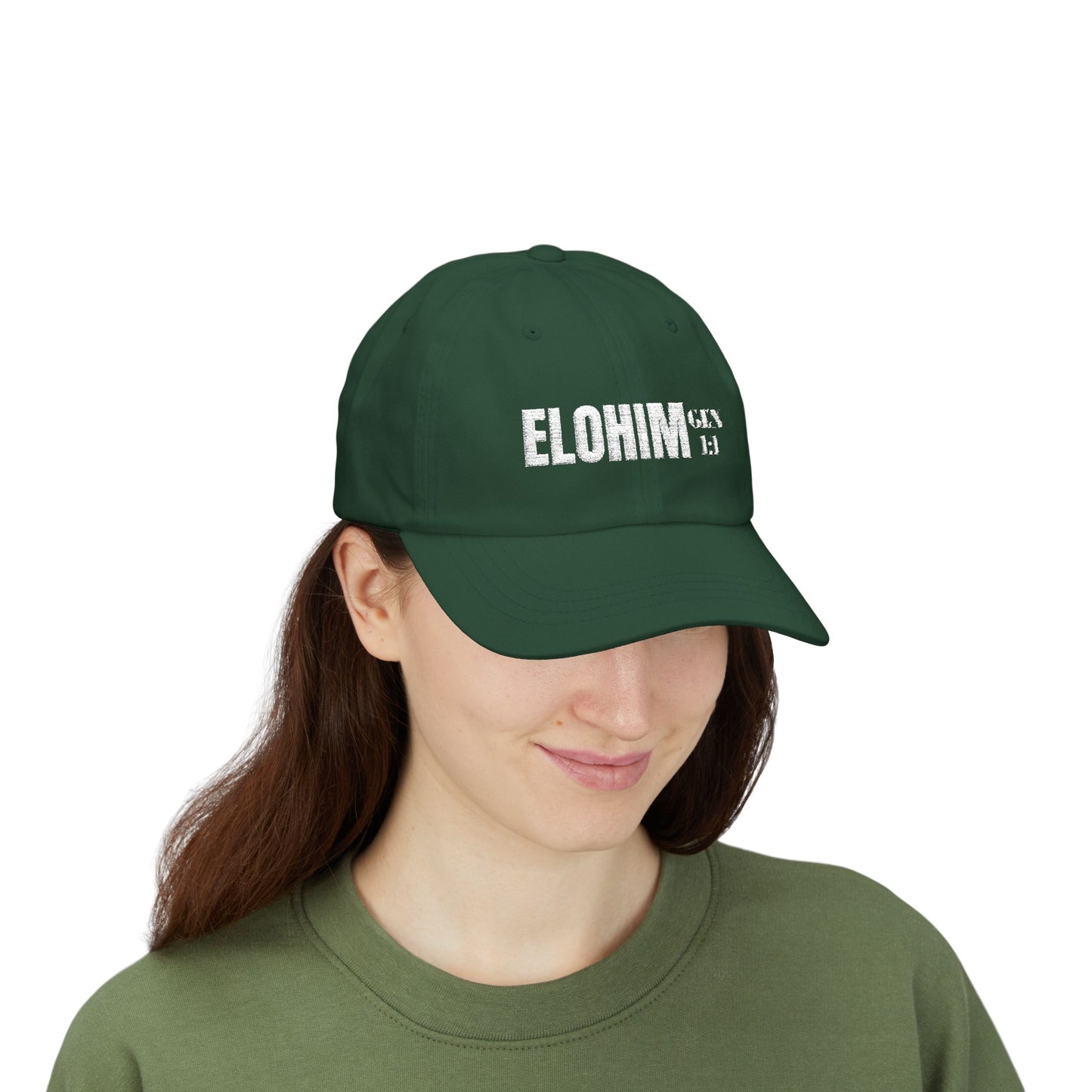 Classic Embroidery Dad Cap with 'ELOHIM, GENESIS 1:1' - Faith-Based Hat, Casual Wear, Gift for Dad, Christian Accessory, Summer Fashion