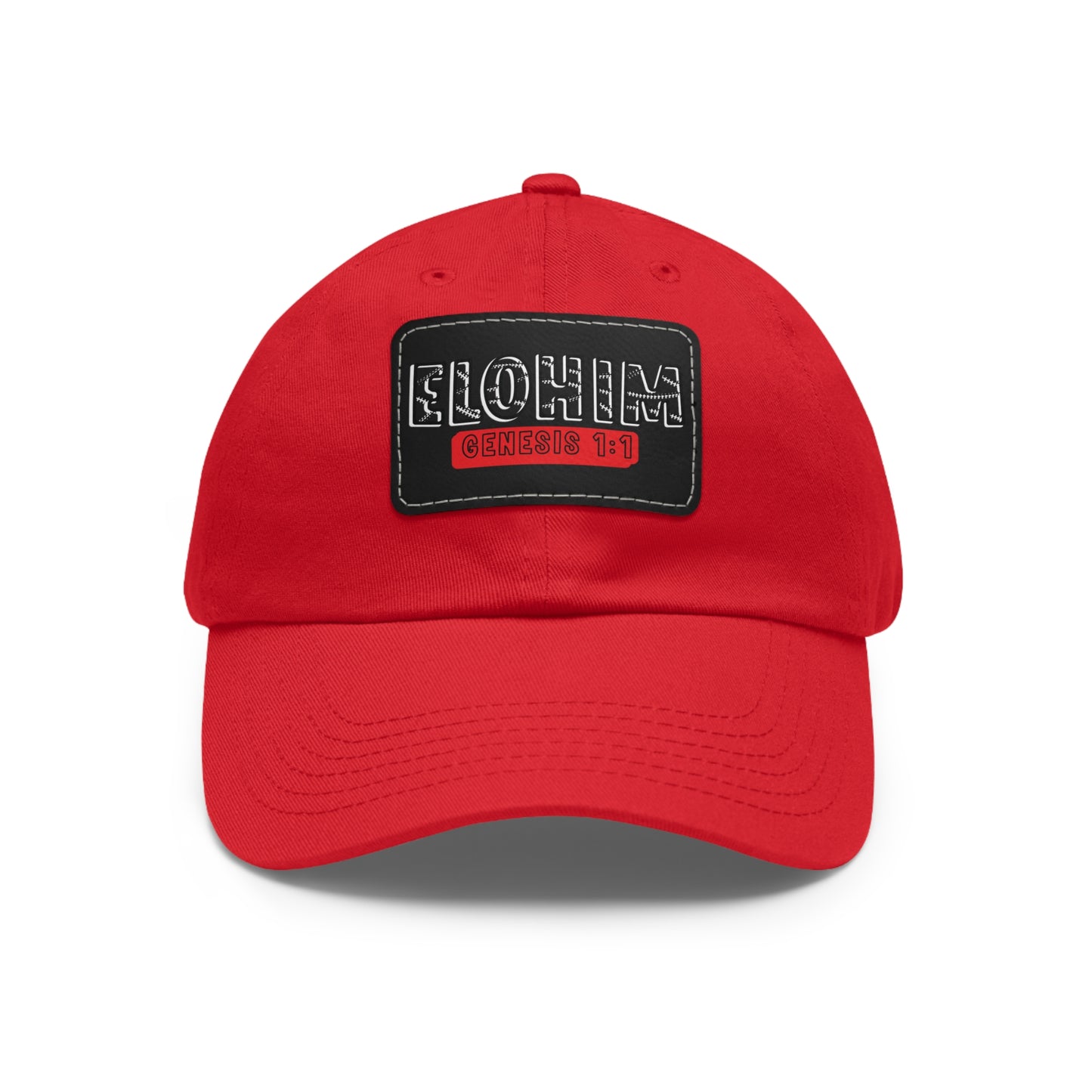 'ELOHIM, GENESIS 1:1- Stylish Dad Hat with Leather Patch | Great for Gifts for All, Casual Wear, Outdoor Activities, and Religious Events