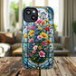 Floral Stained Glass Tough Magnetic Case, Durable Phone Cover, Gift for Nature Lovers, Unique Floral Design, Phone Accessories for All Occasions.