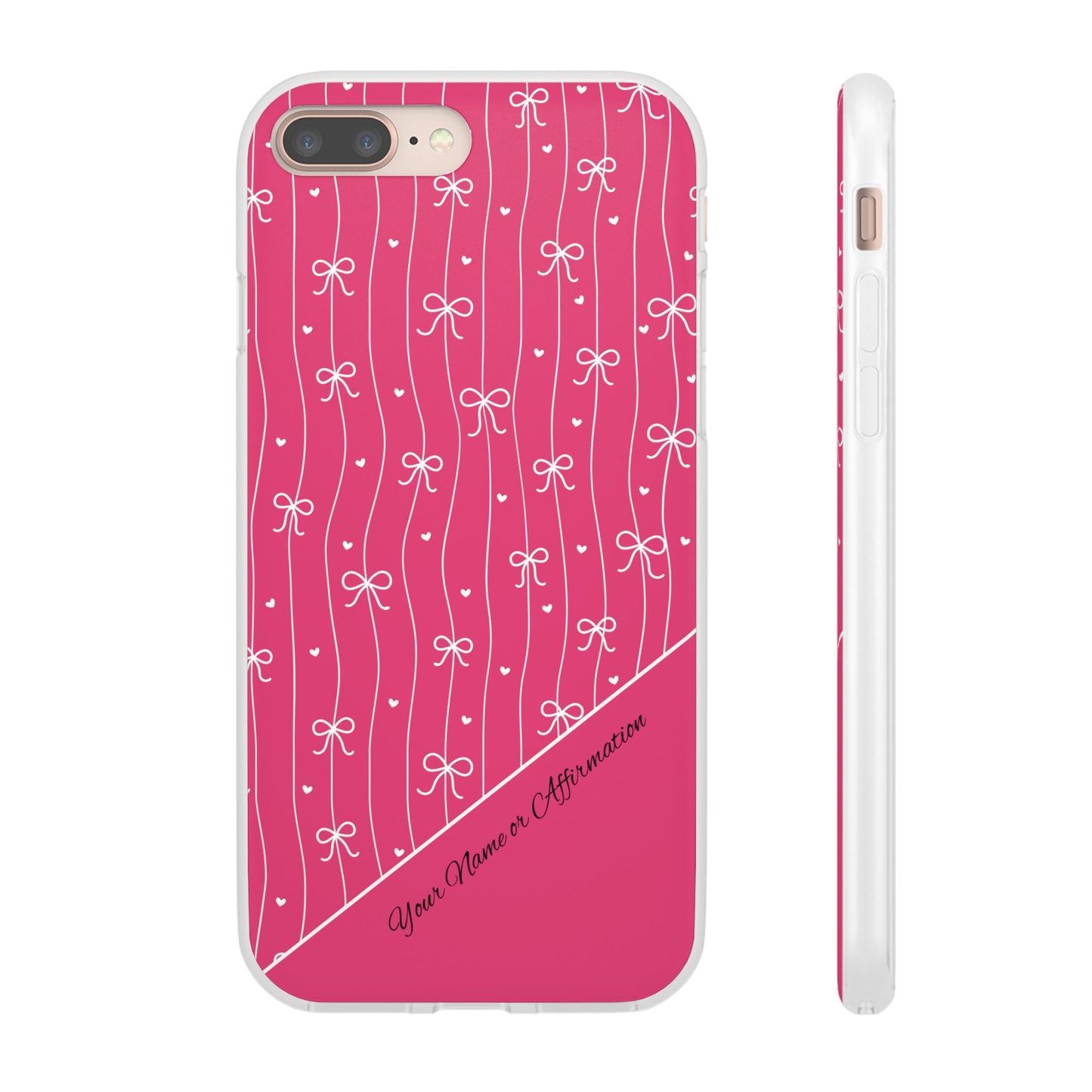 Personalized Pink Bow Coquette Slim Flexi iPhone and Samsung Cases — Custom Name or Affirmation