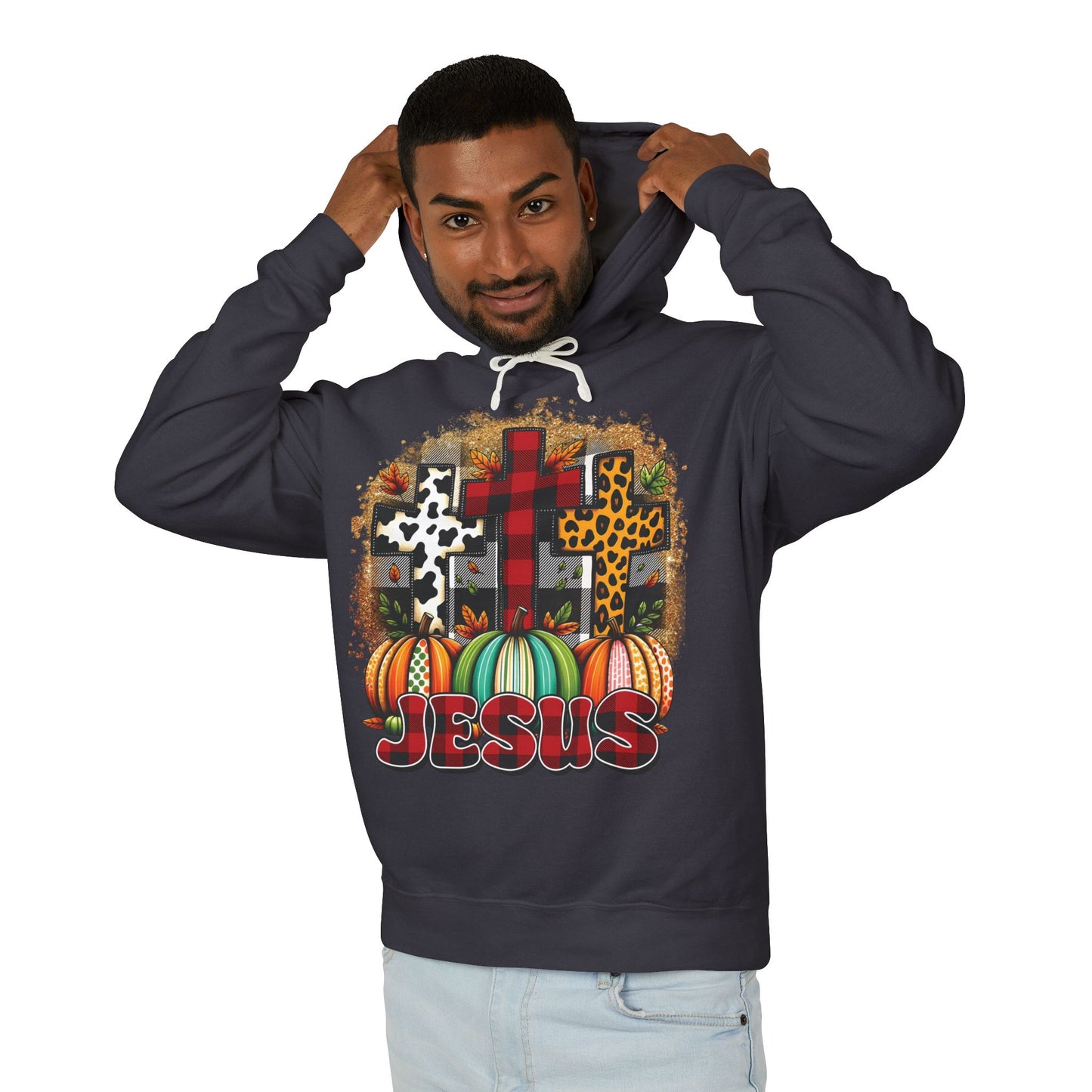 Faithful Harvest Cross Unisex Lightweight Hooded Sweatshirt