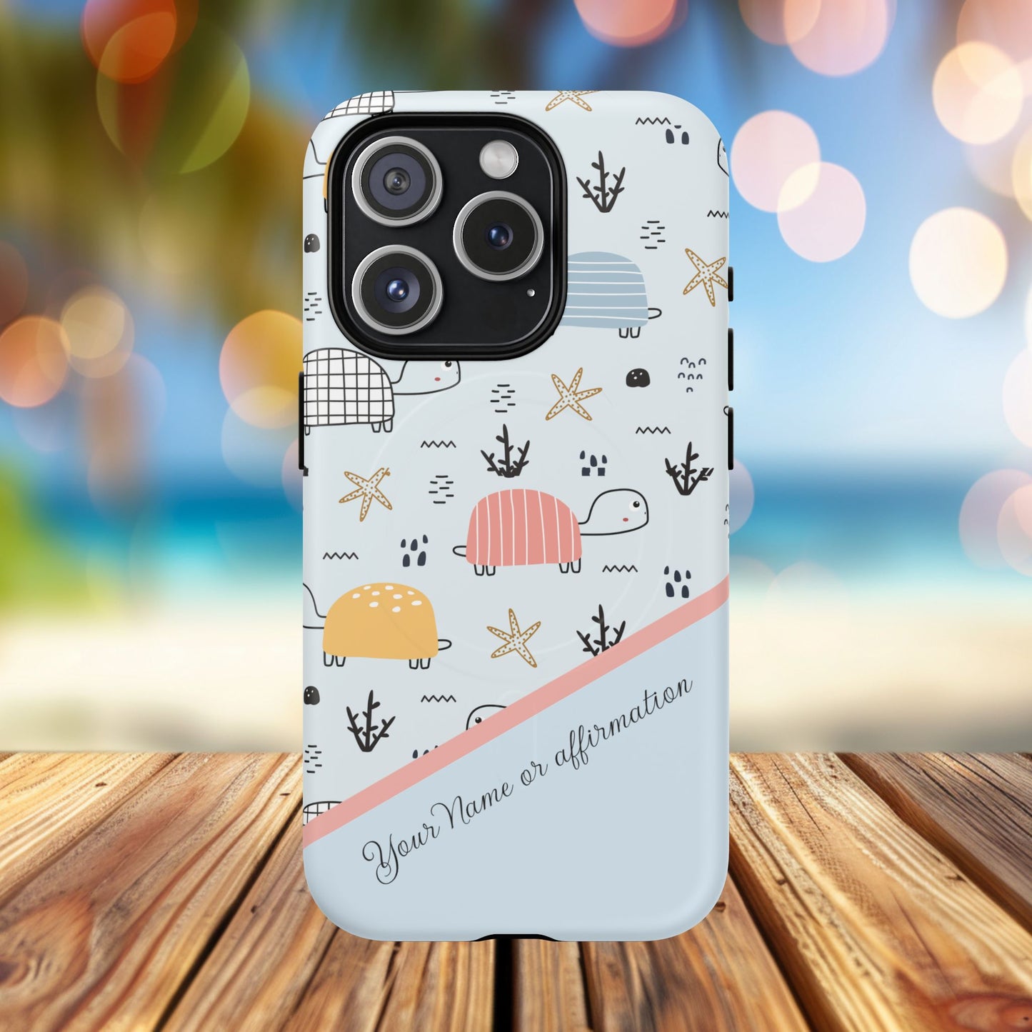 Personalized Cute Turtle Tough Magnetic MagSafe® Cell Cover, Ocean Theme Case, Sea Life Gift for Beach Lovers, iPhone® 13, 14, iPhone 15, iPhone 16, iPhone 17, Pro, Pro Max, Plus Cases.