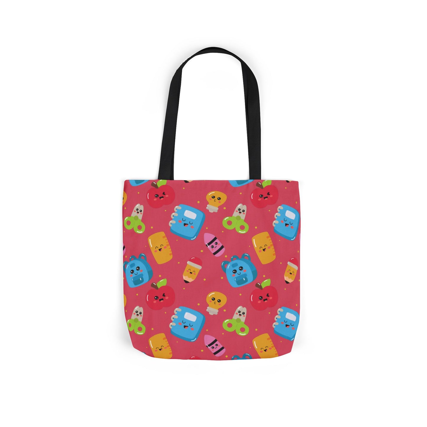 Personalized Kawaii Composition Book Inspired Canvas Tote Bag with Colorful Straps, Cute School Bag, Eco-Friendly Tote, Back to School Shopping Bag, Teacher Gift Idea
