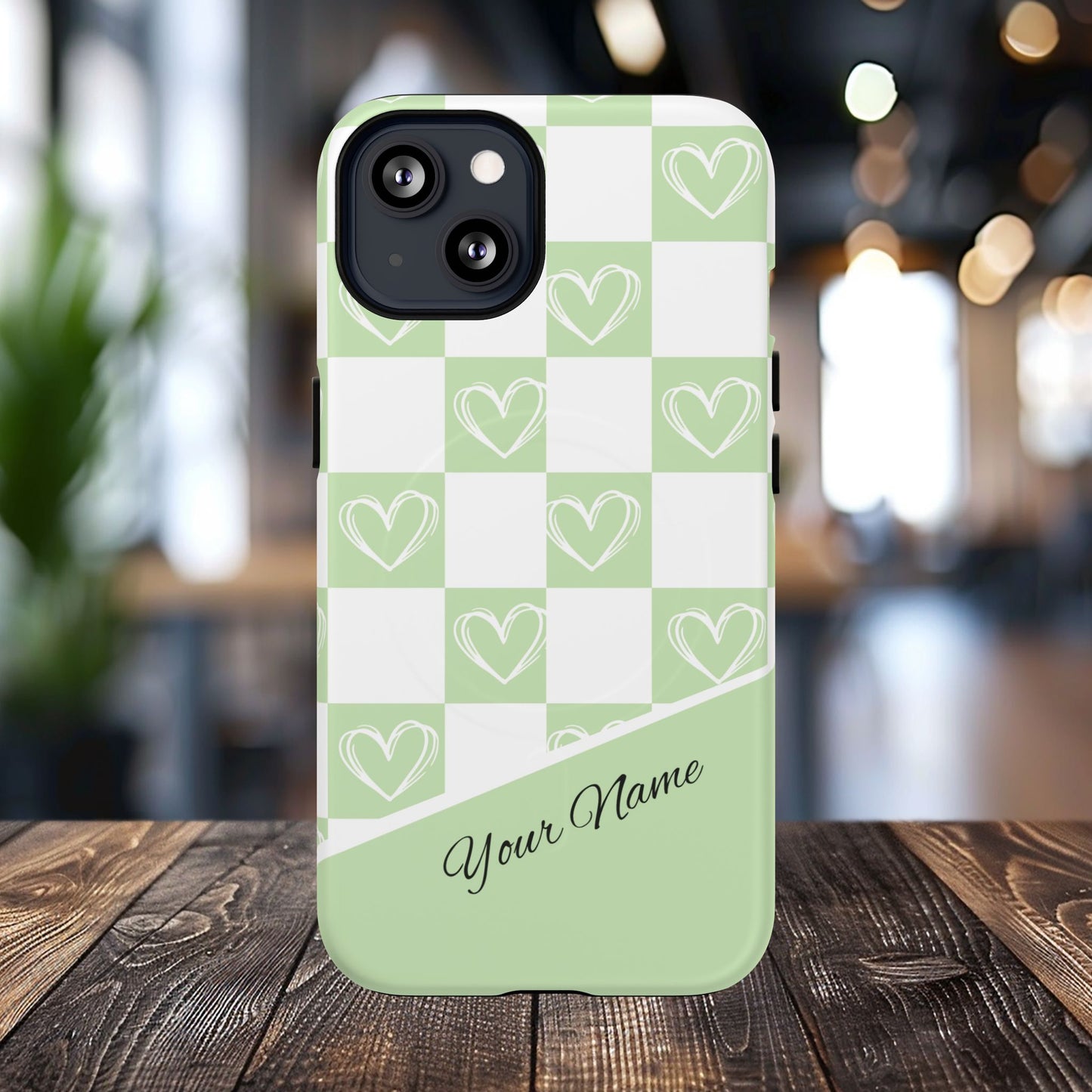 Personalized Chic Heart Pattern iPhone Case | Tough Magnetic Cases, Stylish iPhone Protection, Gift for Her, Trendy Accessories, Everyday Use
