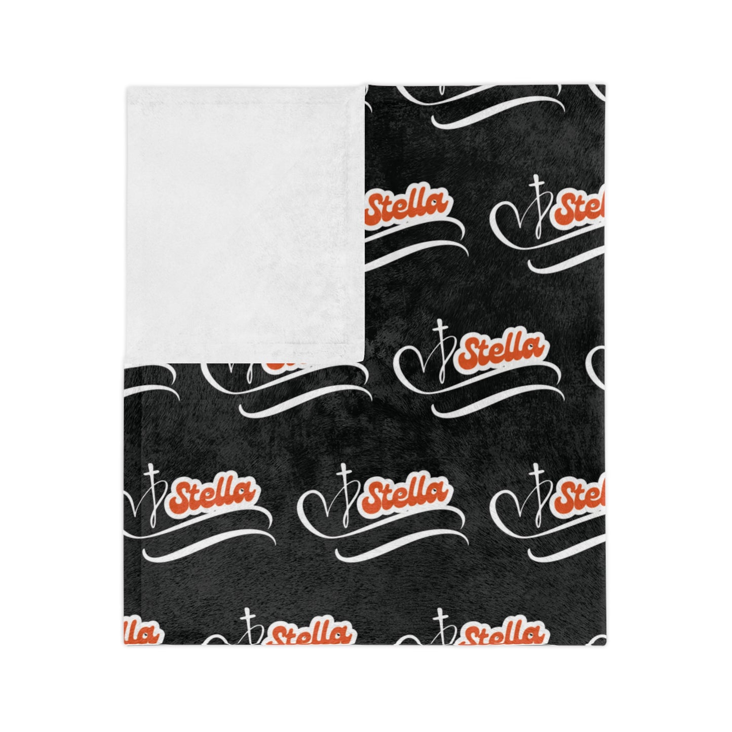 Personalized Name Velveteen Microfiber Blanket — Black Patterned ‘Smile’ Script Cozy Throw