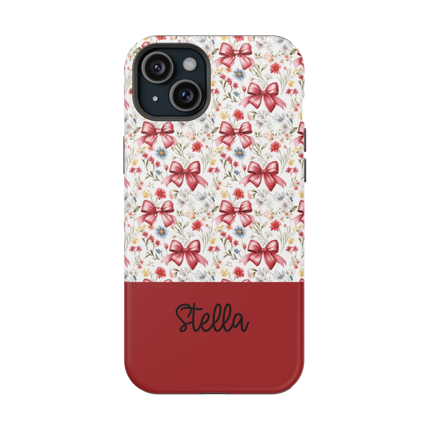 Personalized Rosette Coquette Floral Bow iPhone and Samsung Impact-Resistant Case — Custom Name Case