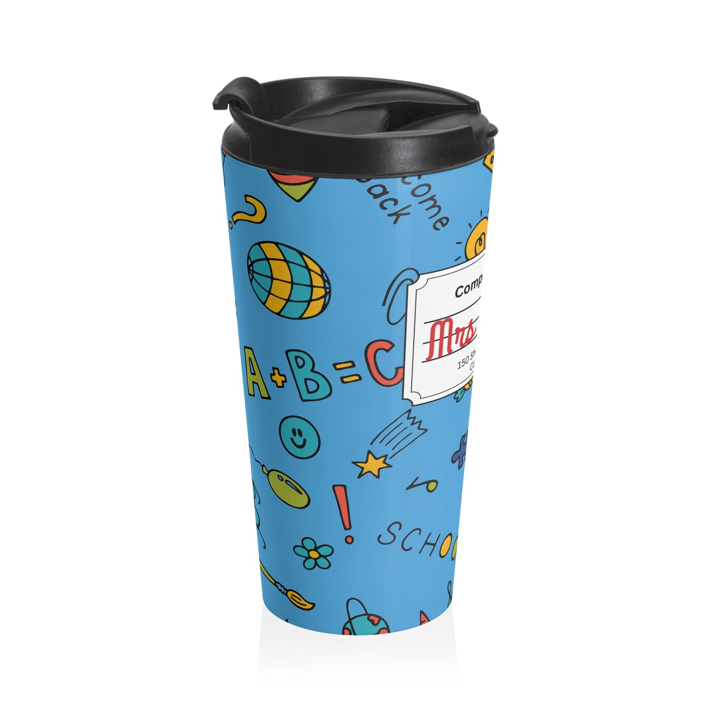 Customizable Classroom Couture Composition Book Inspired Travel Mug, Personalized Gift for Teachers, Back to School Drinkware, Christmas Present, Stylish Coffee Cup